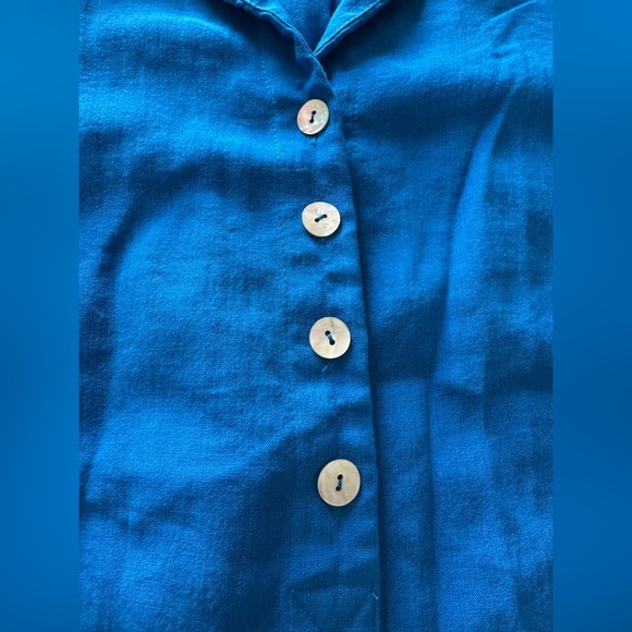 Blue Button-Up Women's Top - Picture 5 of 10